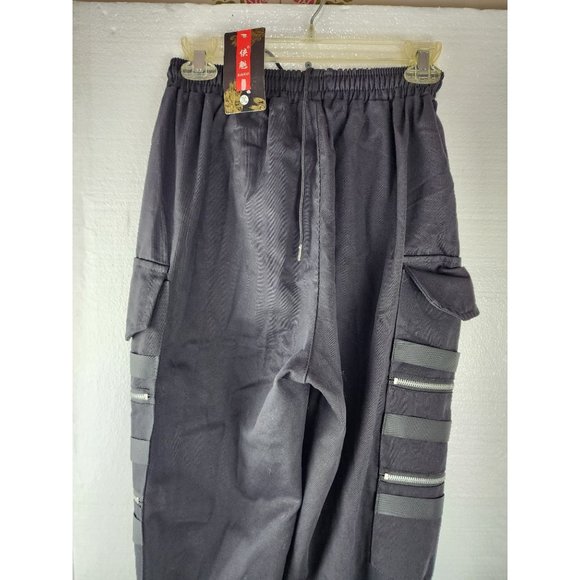 Men's cargo trousers pants elastic waist oriental vintage retro style casual - Picture 3 of 3